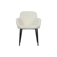 VTWONEN Teddy matbordsstol, med armst&ouml;d - benvit teddytyg polyester och svart metall