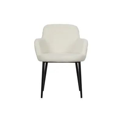 VTWONEN Teddy matbordsstol, med armstöd - benvit teddytyg polyester och svart metall