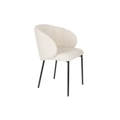 WHITE LABEL LIVING Ayle matstol, med lock. armstöd - benvit polyester och svart järn