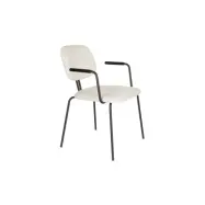 WHITE LABEL LIVING Bouton matstol, stapelbar, med lock. armstöd - benvit polyester och svart järn