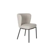 WHITE LABEL LIVING Guus matstol - beige bouclé polyester och svart metall