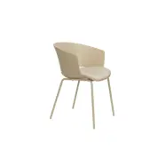 WHITE LABEL LIVING Jessica matstol, med läder. armstöd - beige polypropen/polyester/metall