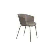 WHITE LABEL LIVING Jessica matstol, med läder. armstöd - grå polypropen/polyester/metall