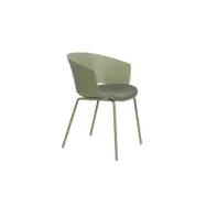 WHITE LABEL LIVING Jessica matstol, med läder. armstöd - grön polypropen/polyester/metall