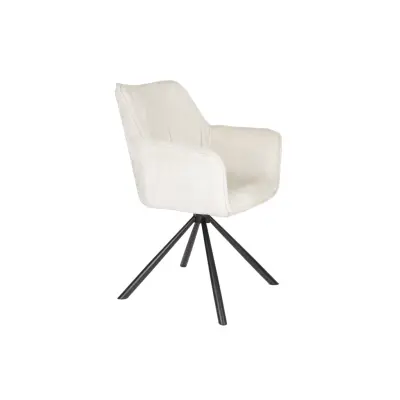 WHITE LABEL LIVING Kodak matstol, med armstöd och vridfunktion - beige polyester och svart järn