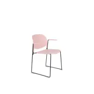 WHITE LABEL LIVING Stapelbar matstol, med lock. armstöd - rosa polypropen och stål