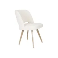 WHITE LABEL LIVING Yves matstol - benvit polyester och brunt järn