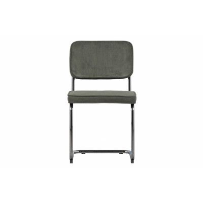 WOOOD Corduroy Tube Frame Matstol - Grön sammet och krommetall