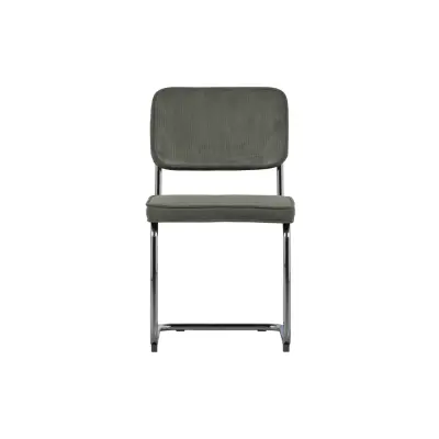 WOOOD Corduroy Tube Frame Matstol - Grön sammet och krommetall