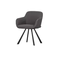 WOOOD EXCLUSIVE Juno matbordsstol med armst&ouml;d - mellangr&aring; boucl&eacute; polyester och svart metall