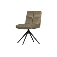 WOOOD EXCLUSIVE Vinny matbordsstol, vridbar - rökgrön sammetspolyester och svart metall