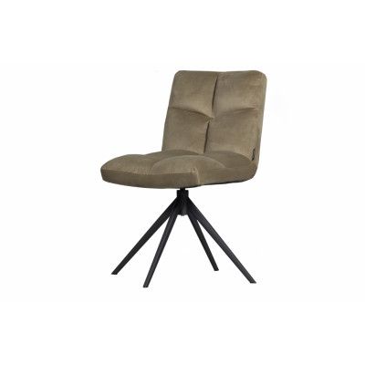 WOOOD EXCLUSIVE Vinny matbordsstol, vridbar - rökgrön sammetspolyester och svart metall