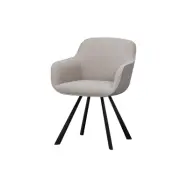 WOOOD EXKLUSIV Juno matbordsstol med armst&ouml;d - &auml;kta boucl&eacute; polyester och svart metall