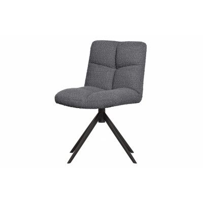 WOOOD EXKLUSIV Vinny matbordsstol, vridbar - antracitgrå bouclépolyester och svart metall