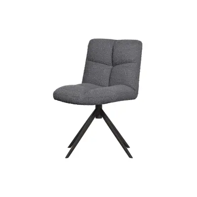 WOOOD EXKLUSIV Vinny matbordsstol, vridbar - antracitgrå bouclépolyester och svart metall
