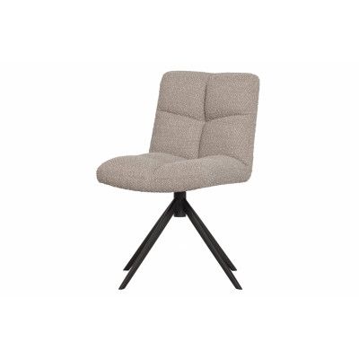 WOOOD EXKLUSIV Vinny matbordsstol, vridbar -äkta bouclé polyester och svart metall