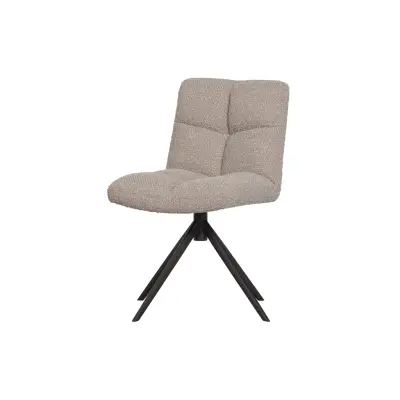 WOOOD EXKLUSIV Vinny matbordsstol, vridbar -äkta bouclé polyester och svart metall