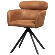 WOOOD FENNE SNURRFÅTÖLJ I LÄDERLOOK COGNAC