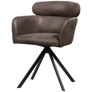 WOOOD FENNE SNURRFÅTÖLJ I LÄDERUTSÄTTNING SVART/GRÅ