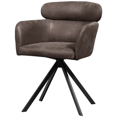 WOOOD FENNE SNURRFÅTÖLJ I LÄDERUTSÄTTNING SVART/GRÅ