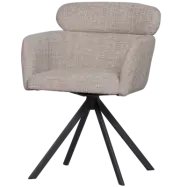 WOOOD FENNE SNURRFÅTÖLJ I VÄVT TYG I NATURLIG MÖRK