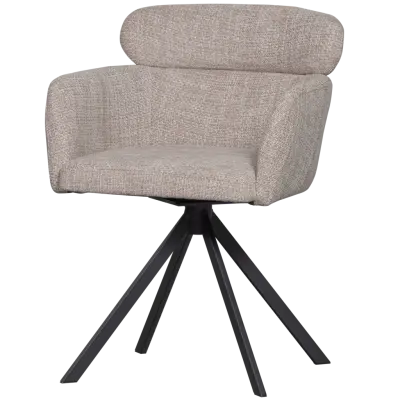 WOOOD FENNE SNURRFÅTÖLJ I VÄVT TYG I NATURLIG MÖRK