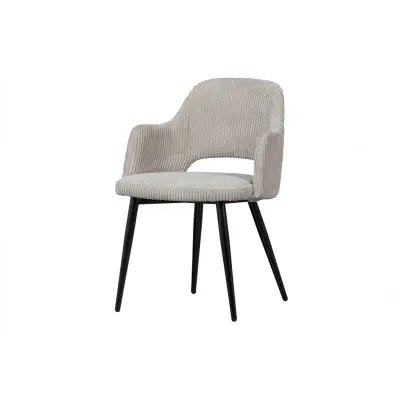 WOOOD Ferdy matbordsstol, med armstöd - pärlgrå bred sammetspolyester