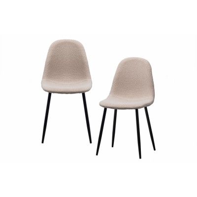 WOOOD Marije matbordsstol - naturligt teddytyg polyester och svart metall