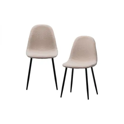 WOOOD Marije matbordsstol - naturligt teddytyg polyester och svart metall