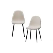 WOOOD Marije matstol - taupe teddytyg polyester och svart metall