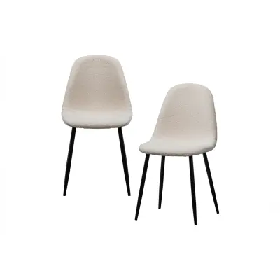 WOOOD Marije matstol - taupe teddytyg polyester och svart metall