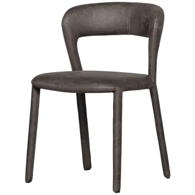 WOOOD NOBLE MATSALSSTOL I LÄDERUTSÄTTNING SVART/GRÅ