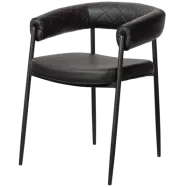 WOOOD Sev matbordsstol, m. armstöd - svart konstläder och svart metall