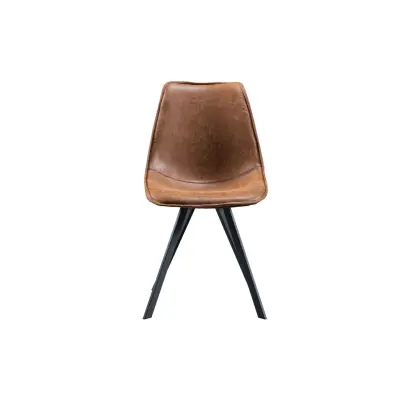 WOOOD Swen matstol - cognac PU och svart metall