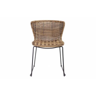 WOOOD Wings matstol - naturlig polyesterrotting och svart stål