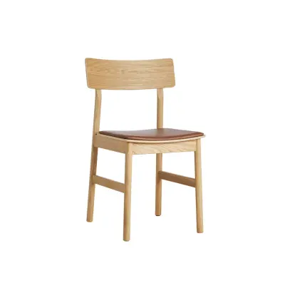 WOUD Pause Matstol - Konjaksläder och Naturligt Trä