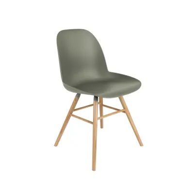 ZUIVER Albert Kuip matstol - grön plast och naturlig ask