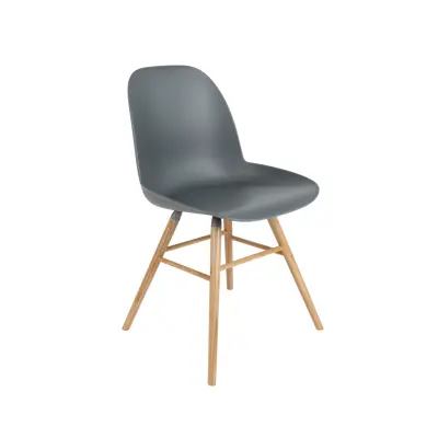 ZUIVER Albert Kuip matstol - mörkgrå plast och naturlig ask