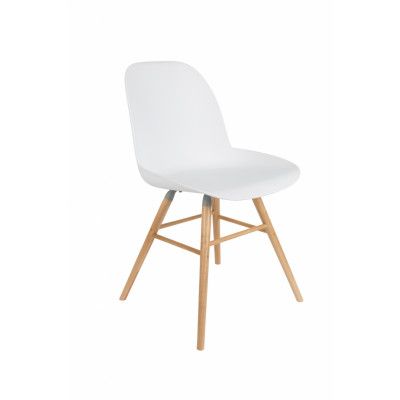 ZUIVER Albert Kuip matstol - vit plast och naturlig ask