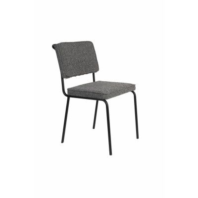 ZUIVER Buddy matstol - grått bouclétyg och svart metall