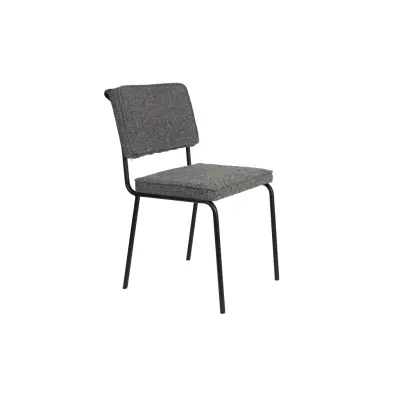 ZUIVER Buddy matstol - grått bouclétyg och svart metall