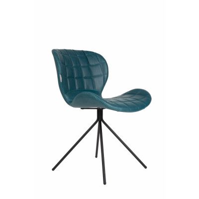 ZUIVER OMG LL matstol - bensin PU och svart järn