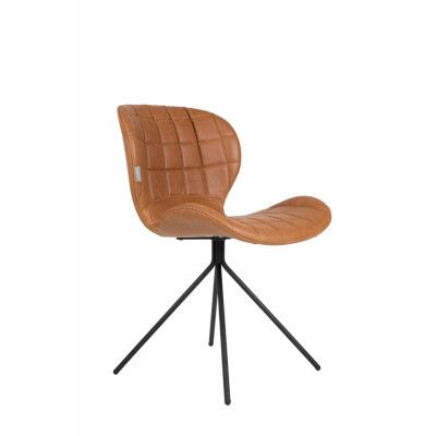 ZUIVER OMG LL matstol - brun PU och svart järn