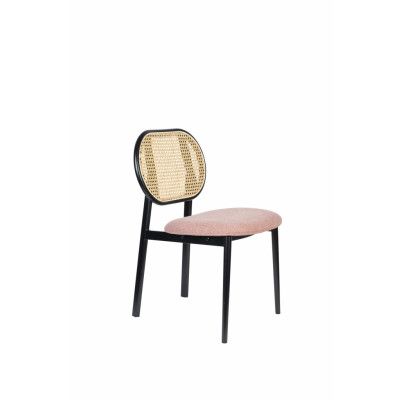 ZUIVER Spike matstol - naturlig rotting, rosa polyester och svart stål