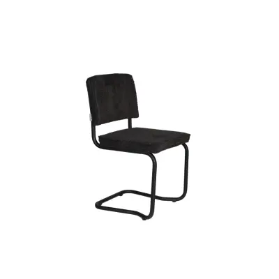 ZUIVER Ridge Dining Chair - Kink Mjukt svart tyg och rörformad ram, stapelbar