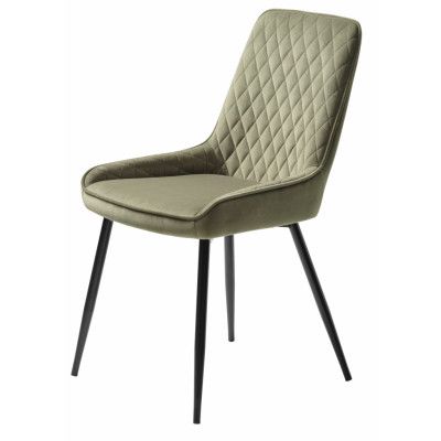 Milton matbordsstol - olivgrön sammet och svart metall