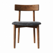 MUUBS Tetra stol med klädd sits Granitfärgat tyg-mörkoljad ek