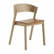 Muuto Cover Side Chair leather Refine leather cognac-Oak