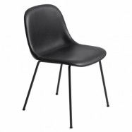 Muuto Fiber Side Chair med metallben Refine leather black-Black