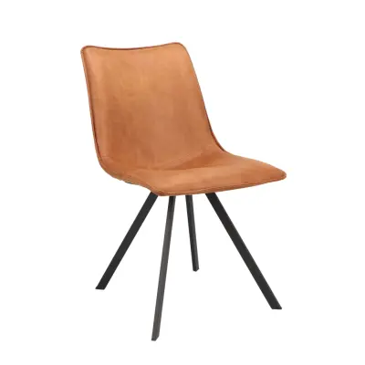 Natalie matbordsstol - kamel konstläder och svart metall